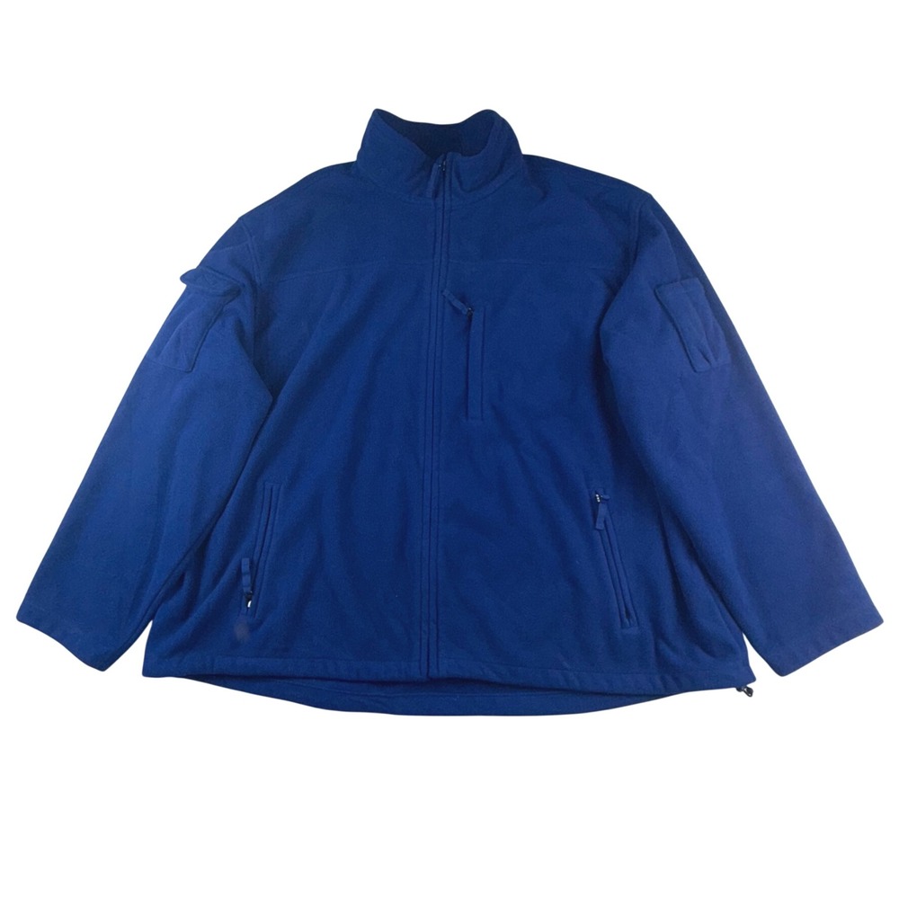 Duluth Trading Co Mens 4XL Blue Full Zip Fleece Jacket Mock Neck Utility Pockets
